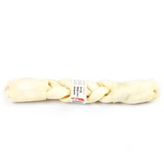 Коса смаколик дентал зі шкіри для собак MACED біла 25 см