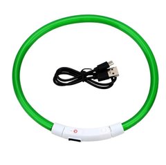 LED USB нашийник для собак і котів круглий S 35 см - зелений