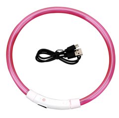 LED USB нашийник для собак і котів круглий S 35 см - рожевий