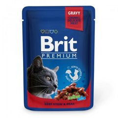 Вологий корм BRIT PREMIUM для котиків з тушеною яловичиною і горошком 100 г