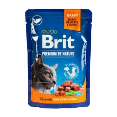 Вологий корм BRIT PREMIUM  для стерилізованих котів з  лососем 100 г