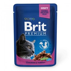 Вологий корм BRIT PREMIUM для котиків з індичкою та куркою  100 г