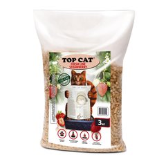 Наповнювач у котячий лоток (туалет) деревинний TOP CAT з ароматом полуниці 3 кг