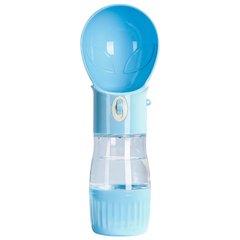 Пляшка - поїлка з кнопкою для прогулянок Pet Water Cup 260 + 200 мл для собак - блакитна