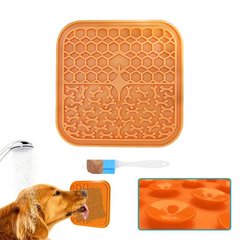 Килимок для повільного годування - злизування Dog Walking для собак і котів 15х15см помаранчевий