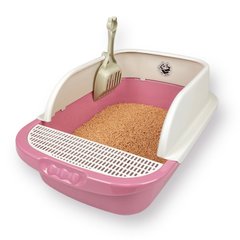 Лоток (туалет) для котів CAT IN BOX з лопаткою 52х36х21,5 см рожевий