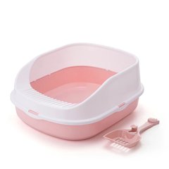 Лоток (туалет) для котів CAT IN BOX з лопаткою 48х38х20 см рожевий