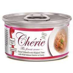 Консерви для котів Cherie  Tuna & Salmon, тунець та лосось в соус, 80 г