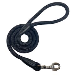 Повідець круглий шнур для собак Dog Walking 12 мм 1.2 м чорний