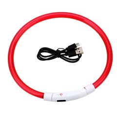 LED USB ошейник для собак и котов круглый S 35 см - красный