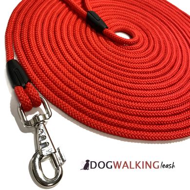 Поводок шнур для собак Dog Walking 8 мм 10 м карабин М красный