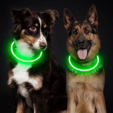 LED USB ошейник для собак и котов круглый S 35 см - красный