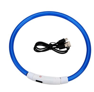 LED USB ошейник для собак и котов круглый S 35 см - синий