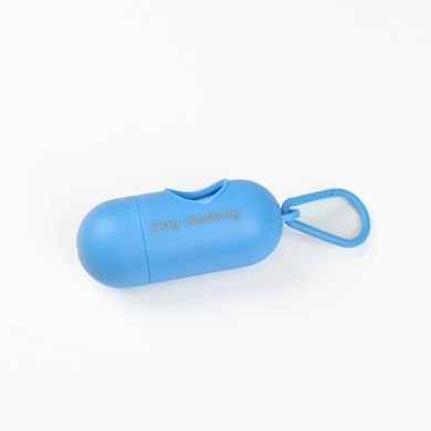 Контейнер (диспенсер) для гігієнічних пакетів для собак Dog Walking 10x4 см з пакетами - блакитний