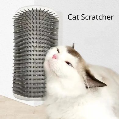 Щетка чесалка угловая для котов CAT IN BOX с мятой 13х8,5х3,5 см серая