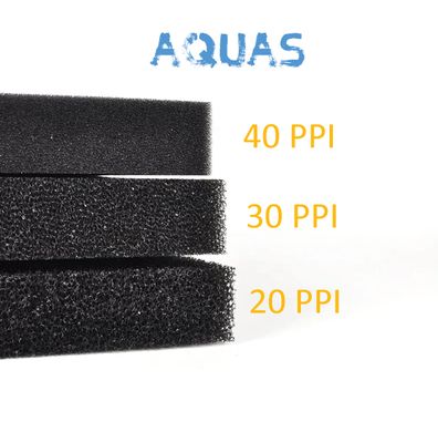 Фильтрующая губка мат AQUAS 450х450х20 мм 30PPI черная