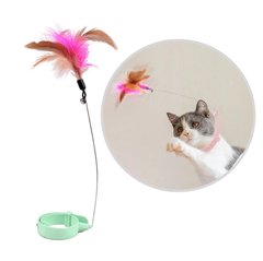 Дразнилка - ошейник для кошек с перьями 20-34 см - зеленая