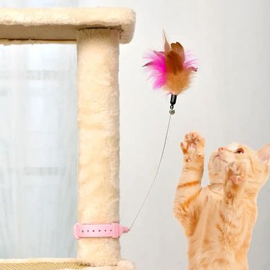 Дразнилка - ошейник для кошек с перьями 20-34 см - розовая