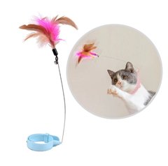 Дразнилка - ошейник для кошек с перьями 20-34 см - голубая