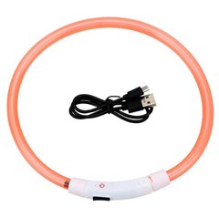 LED USB ошейник для собак и котов круглый M 50 см - оранжевый