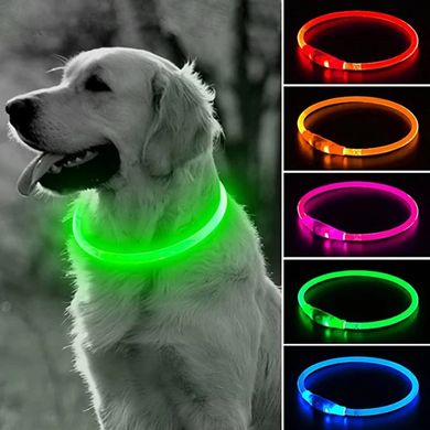 LED USB ошейник для собак и котов круглый M 50 см - розовый