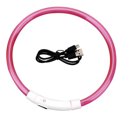 LED USB ошейник для собак и котов круглый M 50 см - розовый