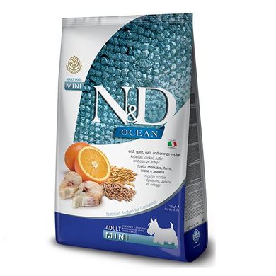 Farmina N&D Oats & Orange Adult Mini низькозерновий сухий корм з тріскою та апельсином для дорослих собак дрібних порід на вагу 250 г