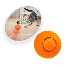 Интерактивная смарт игрушка дразнилка мячик для котов и маленьких собак оранжевый
