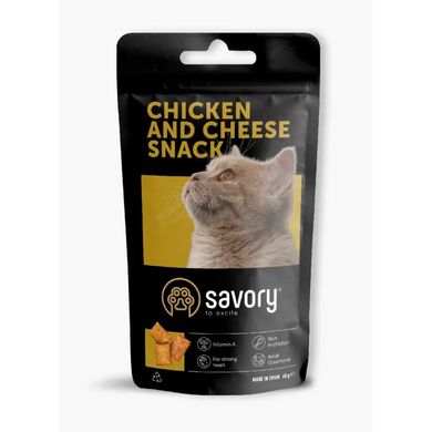 Лакомство для кошек Savory  Chicken and Cheese, подушечки с курицей и сыром, 60 г