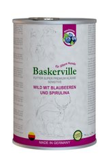 Влажный корм Baskerville Sensitive оленина с черникой и спирулиной для собак, 400 г