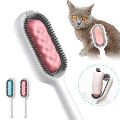 Щітка для сухого та вологово вичісування собак та котів 4в1 Pet Grooming Comb для короткошерстих порід - рожева