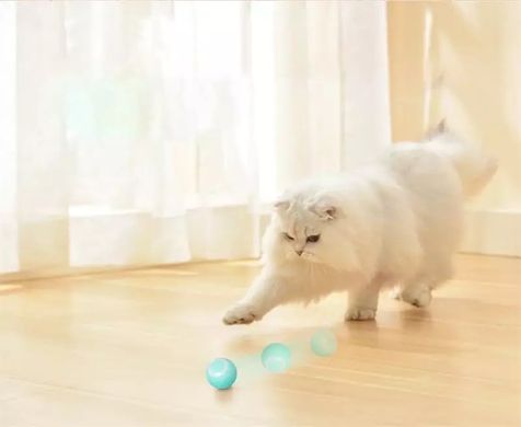 Інтерактивна USB Смарт іграшка обертаючийся м'ячик для котів і маленьких собак рожевий