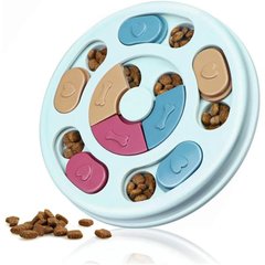 Интерактивная игрушка с кормом для собак для игры и медленного кормления - голубая