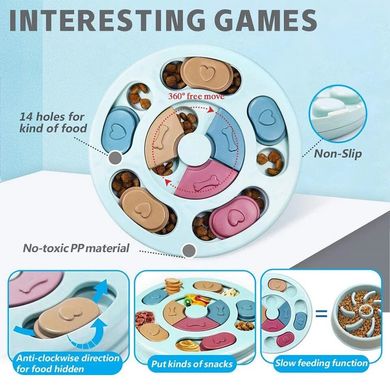 Интерактивная игрушка с кормом для собак для игры и медленного кормления - зеленая