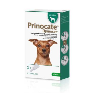Капли от блох и клещей KRKA Prinocate (Принокат) спот-он для собак до 4 кг (1шт.)