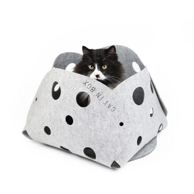 Тунель - лукошко трансформер для котиків CAT IN BOX - темно-сірий/світло-сірий