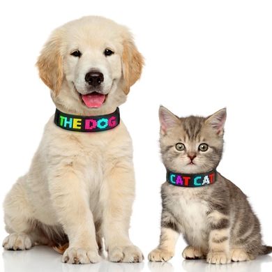Ошейник для собак и котов с LED экраном Bluetooth Pet LED Collar - желтый