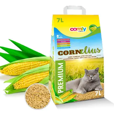 Наполнитель в котячий туалет (лоток) кукурузный Comfy Cornelius 7л / 3,8 кг Herbal (Травяной) - SMART ZOO - вместе для животных