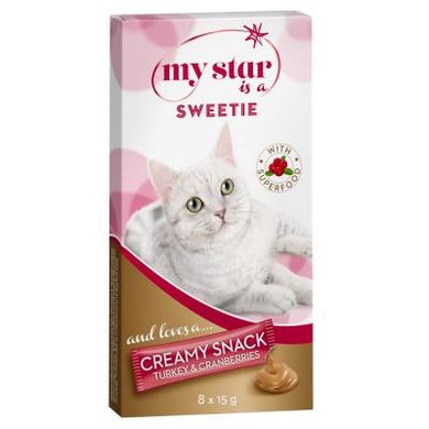 Вкусное лакомство для котов My STAR SWEETIE индейка + клюква (1стик)