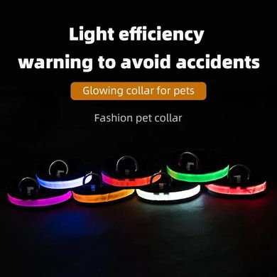 LED USB ошейник для собак и котов плоский XL 40-58 см - белый