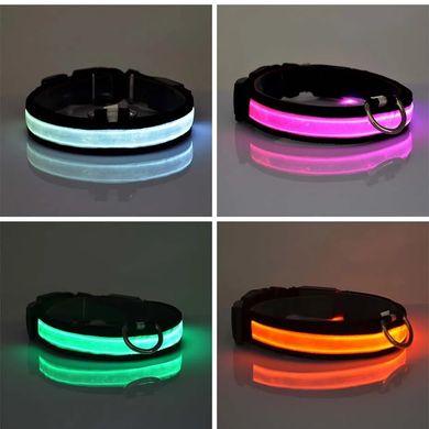 LED USB ошейник для собак и котов плоский XL 40-58 см - белый