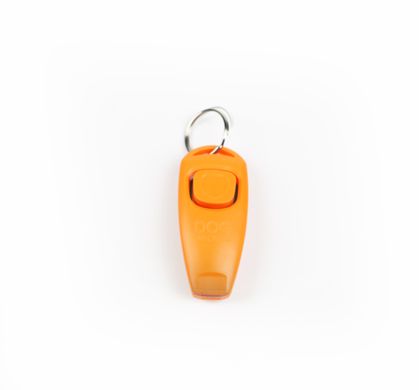 Кликер для дрессировки собак и котов Dog Walking CLICKER со свистком - оранжевый