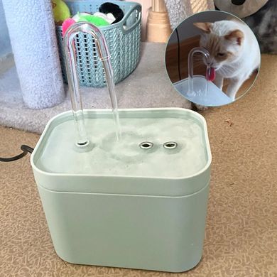 Автоматична поїлка - фонтан для котів та собак 1.5л 220V - сіро-зелений